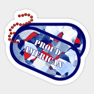 Red White Blue Camo Dog Tags Proud American Sticker